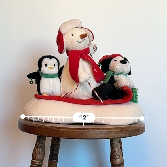 SOLD- Hallmark Jingle Pals Animated Singing Snowman Sleigh Ride Christmas Plush - Picture 15 of 16